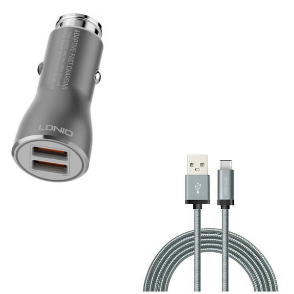Type-C 6ft USB Cable w 36W Fast Car Charger for Samsung Galaxy A72 5G/A52 5G/A42 5G/A32 5G/A12 5G - Charger Cord Power Wire, 2-Port USB Y3V Compatible With Galaxy A72 5G/A52 5G/A42 5G/A32 5G/A12 5G