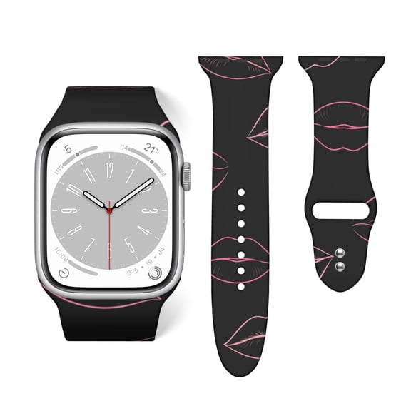 Minimalist Chic Fashion Motif Soft Silicone Sport Band 38mm40mm Wristband for Apple Watch, Waterproof Buckle Strap for Series 9/8/7/6/SE/Ultra