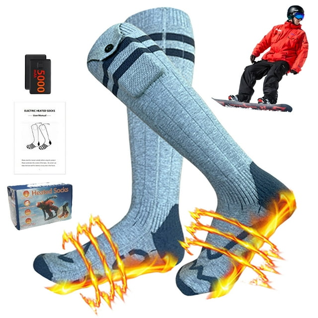 LAMDAWE Chaussettes Chauffantes pour Hommes Femmes, avec 4 Niveaux de Chauffage, Chaussettes Électriques Réchauffantes d'Hiver avec Contrôle par Application, Chaussettes Thermiques Rechargeables Lavables pour Ski Camping Randonnée Cyclisme Travail Extérieur