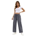 thumbnail image 7 of Women Linen Pants Wide Leg Boho Pants Loose Lightweigt Beach Palazzo Harem Pants with Pockets, L, 7 of 7