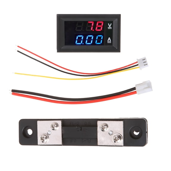 0.28Inch Digital Voltmeter Ammeter DC 100V 50A Amp Voltage Current Shunt Tester 3 Bits Blue Red Dual LED Display P