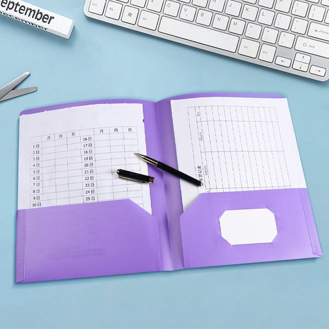LSLJS File Folder Plastic Folders with Pockets Heavy Duty Pocket Folders Letter Size File Folder Organizer for Documents Office Supplies