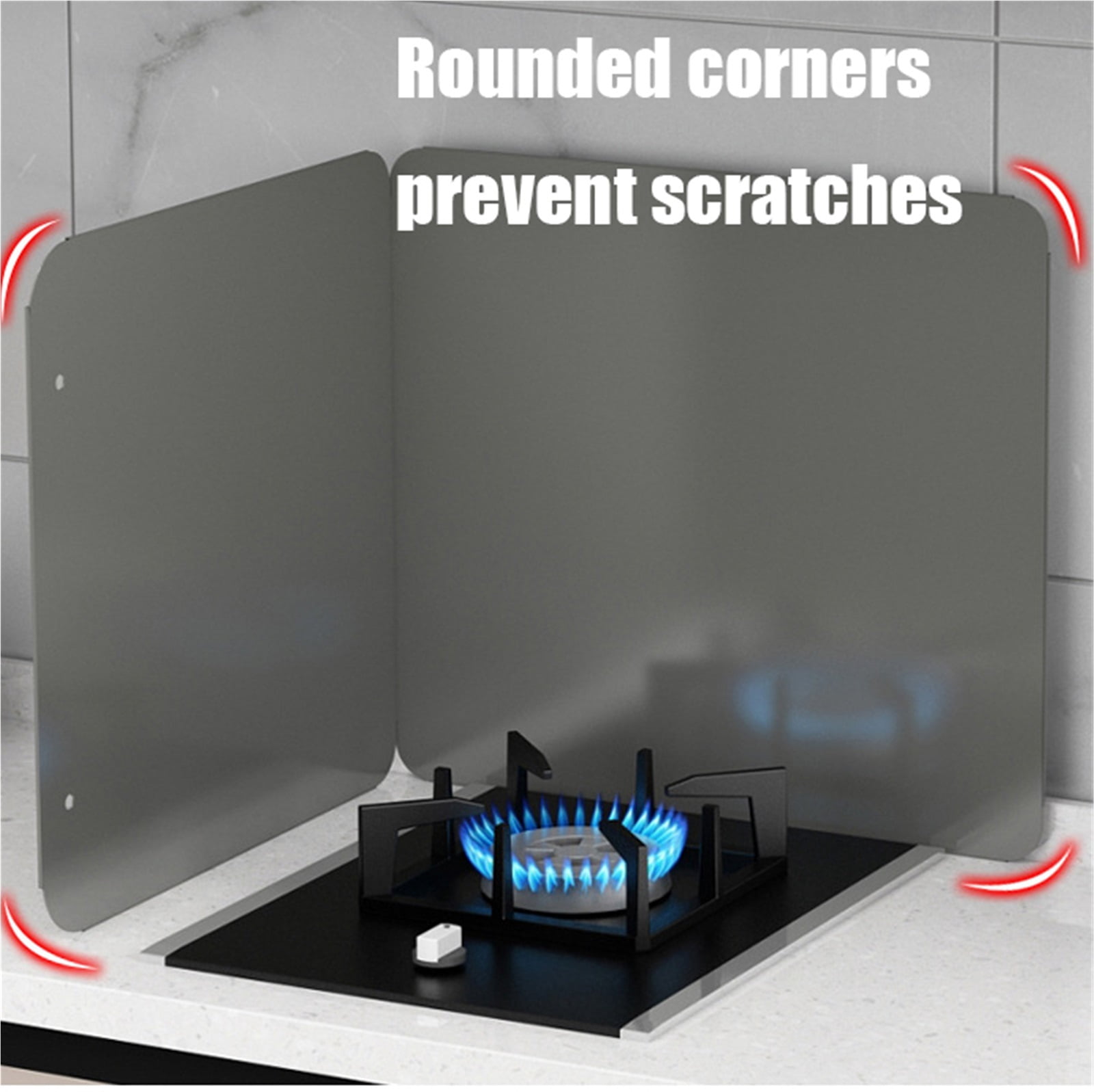 Kitchen Oil Splatter Guard for Gas Stove, High Temperature Resistant Heat Insulation Baffle, Foldable Integrated Anti-Oil Shield for Home Cooktop Induction Cooker