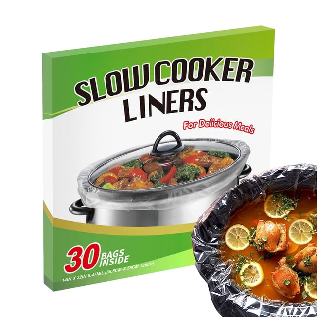 Slow Cooker Liners (30 Liners), 14" × 22" Pot Liners Fit 6-10 Quarts, Disposable Cooking Bags Suitable for Oval & Round Pot, BPA Free (14" × 22")