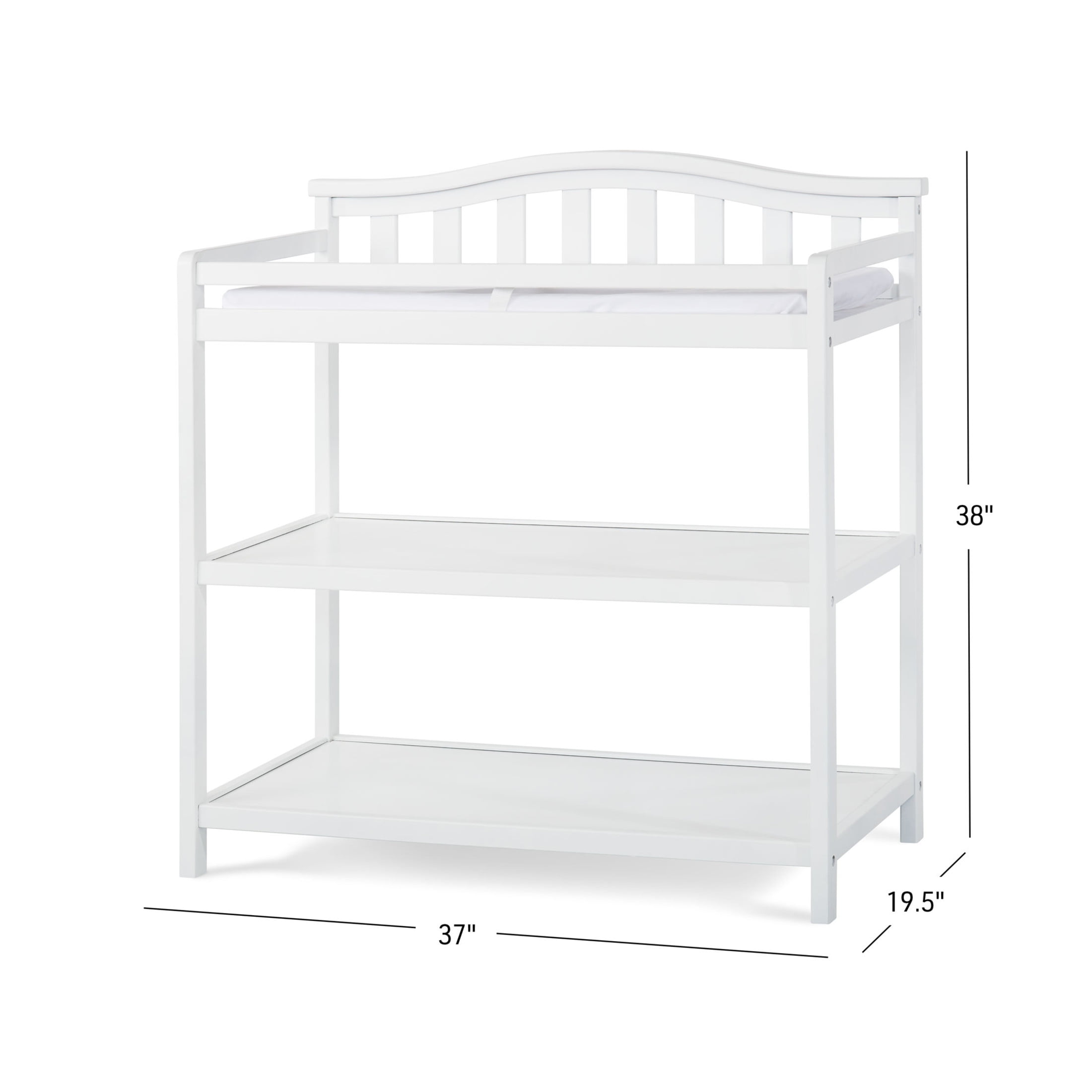 Child Craft Hampton Arch Top Crib and Changing Table Nursery Set, 4-in-1 Convertible, Matte White, 2-Piece