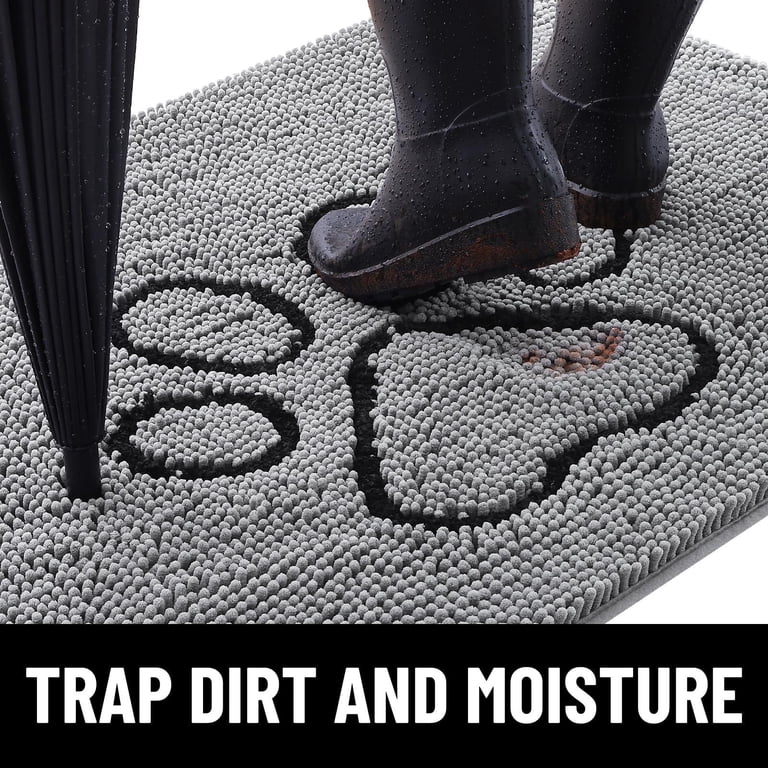 Buganda Dog Door Mat, 30x20 Inches, Grey Chenille photo 2