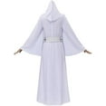 thumbnail image 4 of Women's Princess Leia Long Hooded Dress Leia Outfits White Robe with Belt, 4 of 7