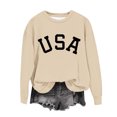 thumbnail image 6 of Tao Tao Toddler Kids Boys Girls Loose Graphic Letter Print Sweatshirts Crewneck Fleece Pullover Tops Fall Winter Fashion Clothes Beige 3 Years, 6 of 7