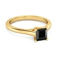 thumbnail image 2 of Solitaire Square Cut 0.75 Cts Black Spinel 925 Sterling Silver Gold Vermeil Promise Women Valentines Day Gifts Ring, 2 of 3