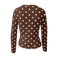 thumbnail image 5 of Norvella Womens Polka Dot T Shirt Crew Neck Long Sleeve Slim Fit Stretch Casual Tee Everyday Fall Layering Top, 5 of 5