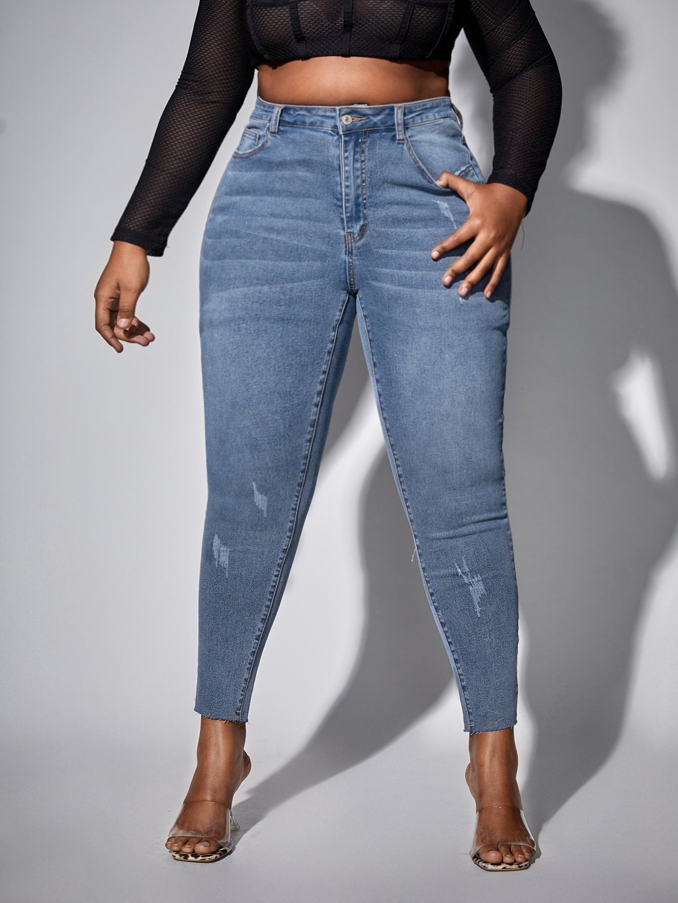 High Waist Ripped Skinny Jeans 2022 
