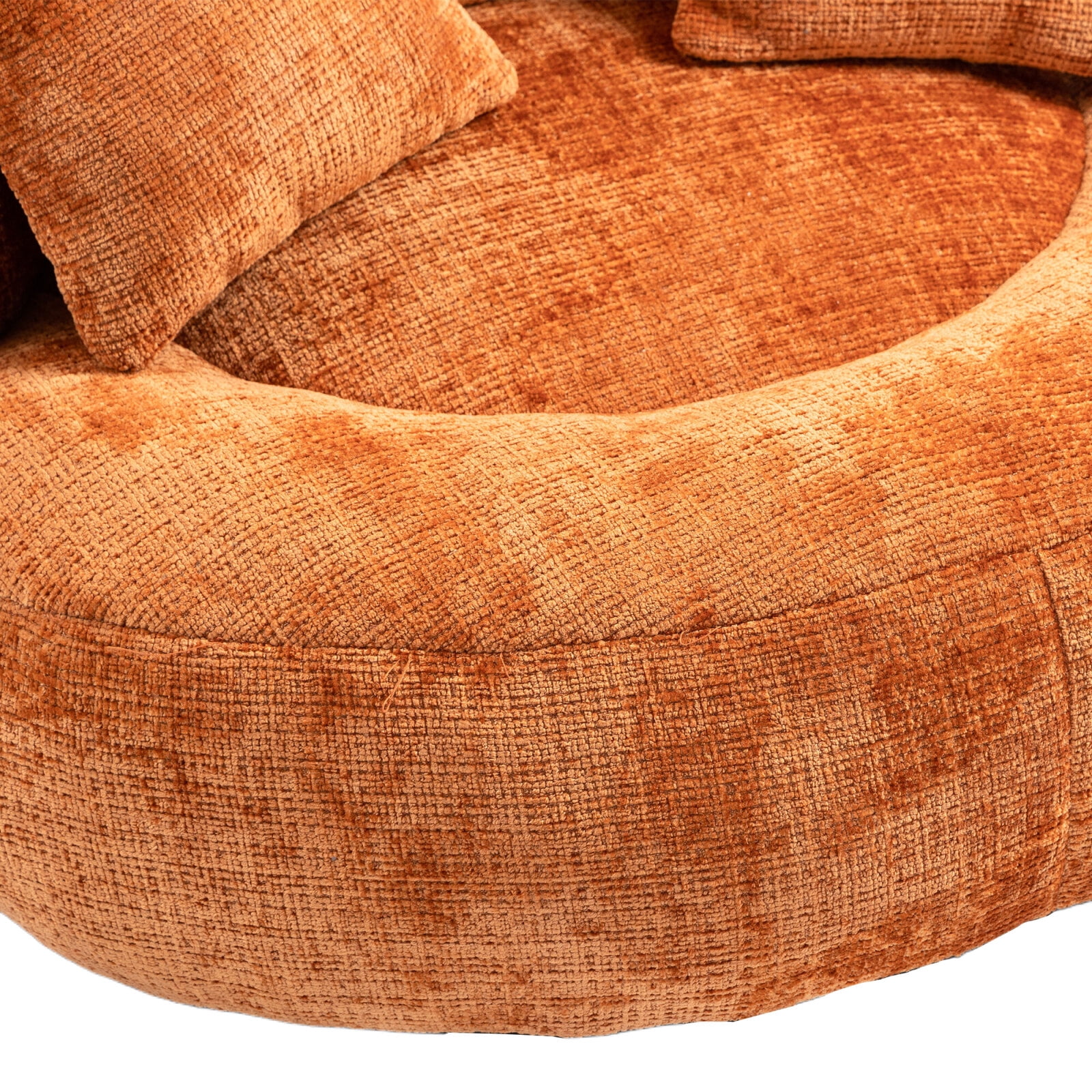 Oversized Chenille Bean Bag Chair for Adults & Kids, Indoor & Outdoor Lazy Bean Bag Sofa with Wrap-Around Backrest & Pillows for Bedroom, Living Room, Playroom, 42.52''x42.52''x20.47'', Orange