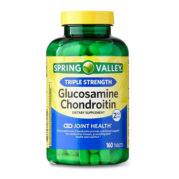 Spring Valley Triple Strength Glucosamine Chondroitin Joint Health Dietary Supplement Tablets, 160 Count