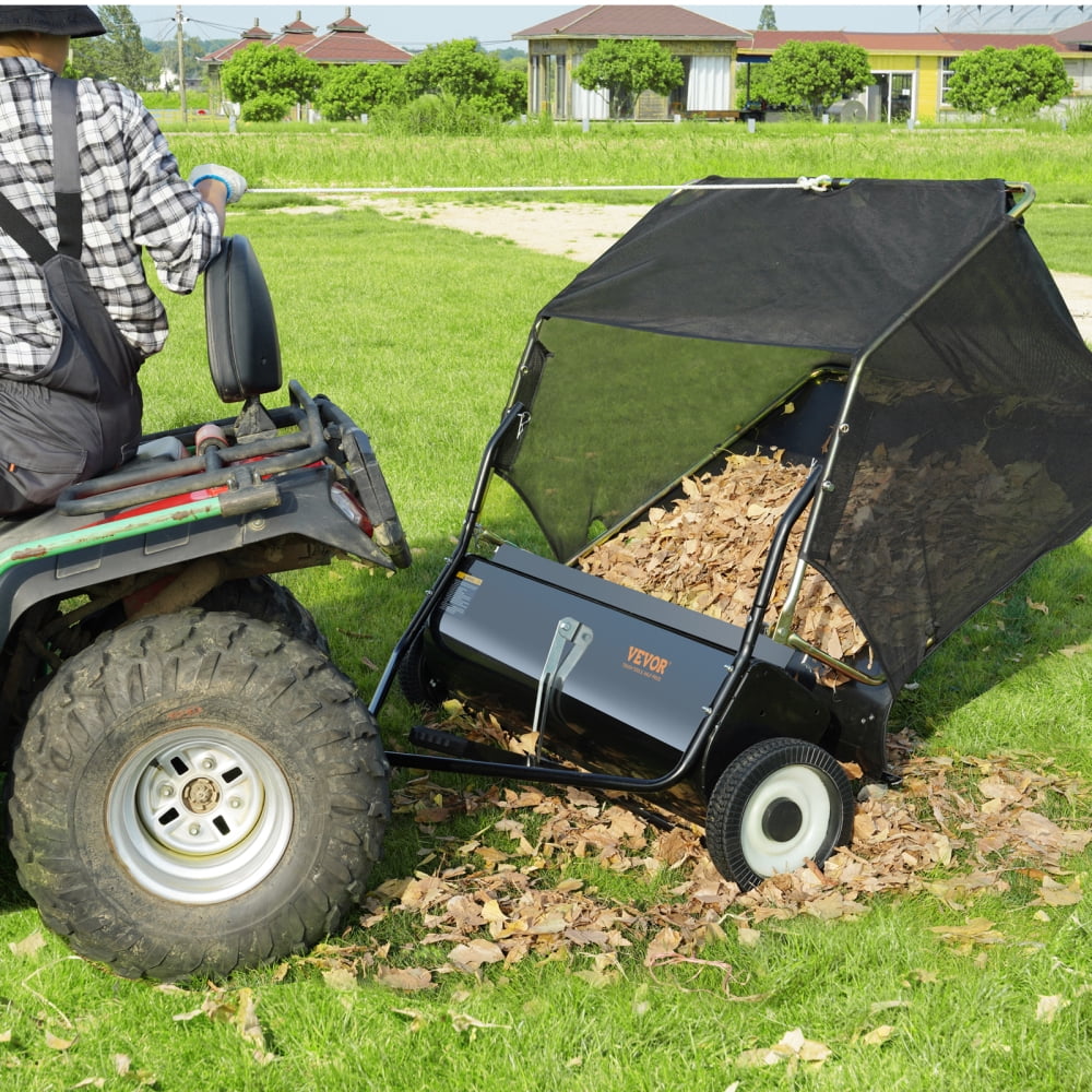 NOBOLEA 50" Tow-Behind Lawn Sweeper, 26 Cu Ft Large Capacity Leaf & Grass Collector with Foldable Design, Adjustable Height Yard Sweeper for Tractor Attachment