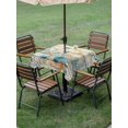thumbnail image 3 of Vintage Beige Coastal Outdoor Tablecloth - 54x54 Inch Square Dining Table Cover, Summer Beach Starfish Shell Coral Nautical Waterproof Outdoor Table Cloth with Umbrella Hole & Zipper for Picnic/Patio, 3 of 7