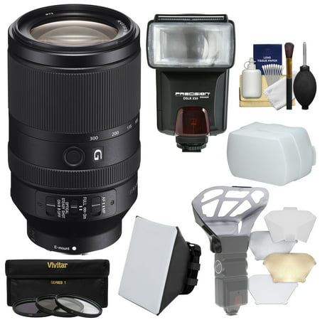 Sony Alpha E-Mount FE 70-300mm f/4.5-5.6 G OSS Zoom Lens with 3 UV/CPL/ND8 Filters + Flash + Diffuser + Softbox + Bouncer +