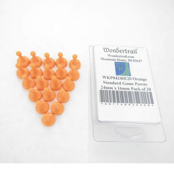 Orange Standard Game Pawns 24mm x 16mm (15/16in x 5/8in) Pack of 20 Wondertrail