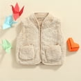 thumbnail image 2 of Kmbangi Sleeveless Plush Vest, Solid Color V-neck Outerwear with Pockets, 2 of 9