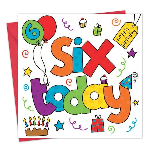 Twizler 6th Birthday Card for Boy or Girl - Age 6 Year Old Children's Happy Birthday Card for Boys or Girls - Unisex