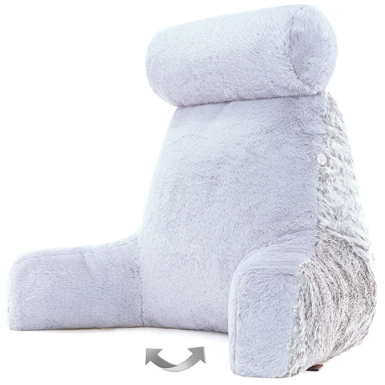 XXL Husband Pillow - Faux Fur Backrest Pillow with Arms Memory Foam - Two Side Pelt - Long / Short