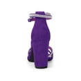 thumbnail image 2 of BLISSFUL STEP Women's Shoes Rhinestone Crisscross Strappy Block Heel Faux Suede Ankle Buckle Sandals Purple 6, 2 of 7