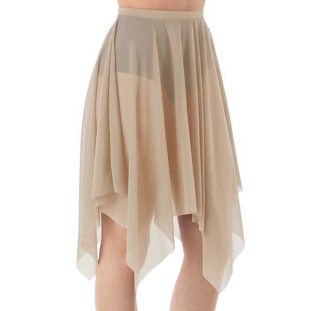 CHUANK Handkerchief Hem Mesh Wraps Ballet Classwear Dance Skirt Competition Performance Clothes with Elastic Waistband