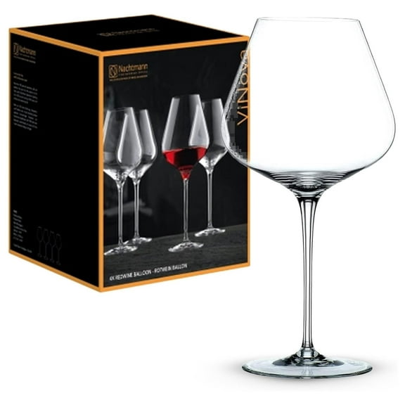 ViNOVA Red Wine Balloon Glass, Set of 4, 28.4-Ounces, Burgundy Wine Glasses, Shaped, Made of Clear Crystal Glass, Stemmed, Dishwasher Safe