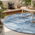 thumbnail image 3 of Round Rugs 4Ft, Blue Coastal Round Area Rug Washable Indoor Throw Carpet, Nautical Coral Starfish Shell Seahorse Ocean Soft Non Slip Circle Rug for Kitchen Nursery Room Home Decor Aesthetic, 3 of 8