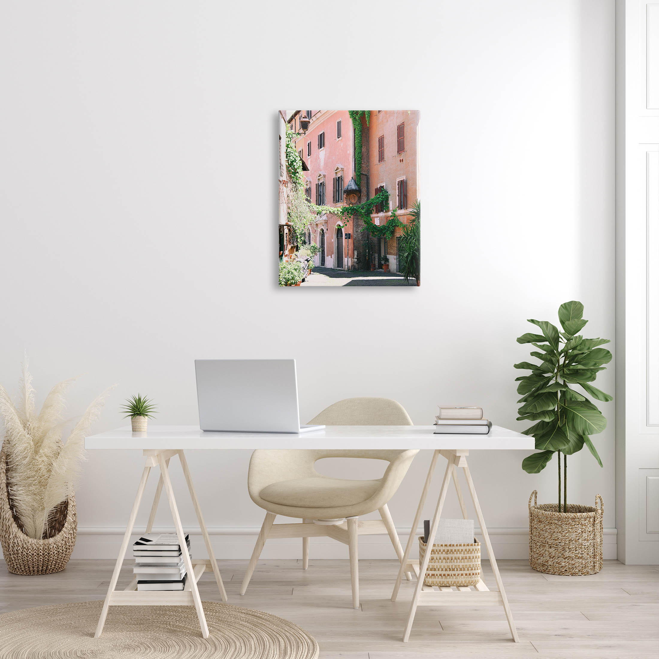 Neighborhood Ivy Vines Architecture Town & City Photograph Gallery Wrapped Canvas Print Wall Art