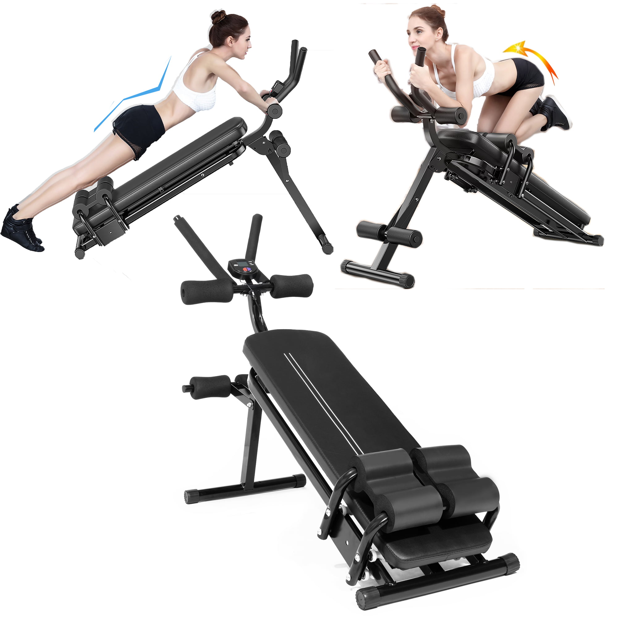 Foldable Strength Training Bench Press with LCD Monitor for Home Gym & body workout Sporfit Sit Up Bench Adjustable Ab Bench for Full Body Exercise 