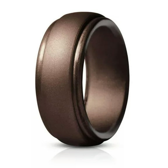 K-KED Mens New Food Grade Silicone Rings Wedding Rubber Bands Hypoallergenic Flexible*-bronze-7