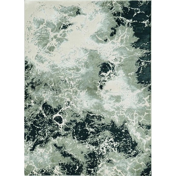 9'10" x 13'2" Polyester Silver Area Rug