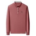 thumbnail image 3 of Long Sleeve Polos Shirt For Men Fashion Casual Breathable Golf T Shirts Lapel Button Business Office Wear (S, Red), 3 of 7