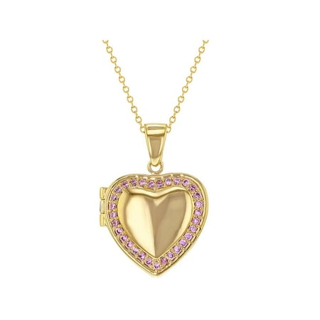 Heart Shaped Pendant - 18k Gold Plated CZ Heart Shaped Locket Pendant Necklace Girls Teens 19