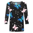 thumbnail image 4 of TSADFHJI Chandails en Molleton Femmes Hiver Hauts Mi-Longs Manches Trois-Quarts T-Shirts Graphiques T-Shirts Décontractés Col Rond Tunique TG Bleu, 4 of 5