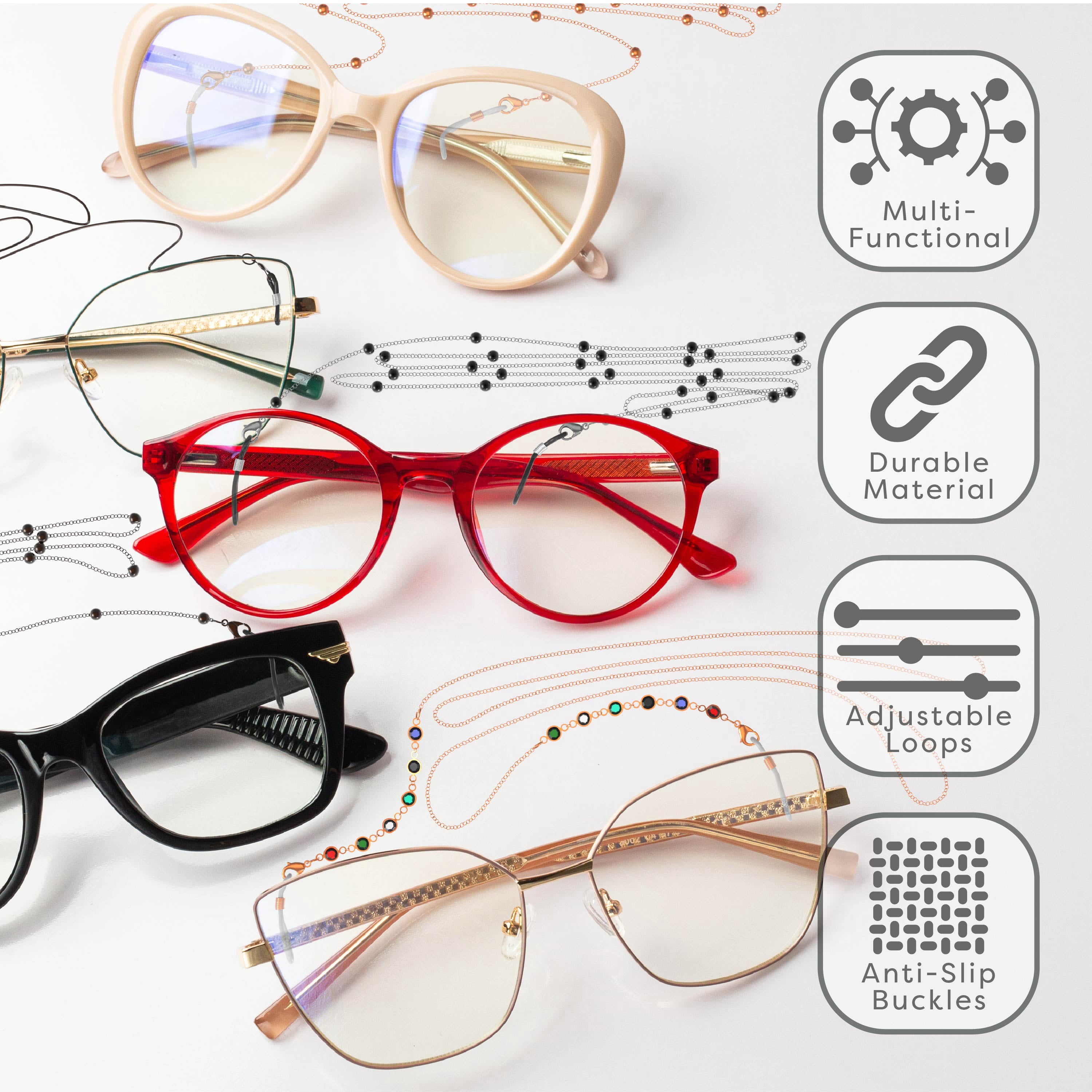 Lulo Glasses Strap Chains, 6-Pack Stylish Glasses Chain for Women
