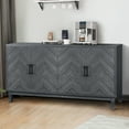 thumbnail image 2 of Vintage Style Buffet Cabinet, Storage Cabinets with 4 Doors, Thickened Sideboard Storage Cabinet for Entryway, Living Room, Antique Dark Grey, 2 of 7