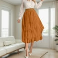 thumbnail image 2 of EDFBUYKRS Female Skirts Maxi Skirt Petite Length Fall Women's Irregular Mesh Half Skirt Women's Medium Length Skirt High Waisted Versatile Skirt, 2 of 4