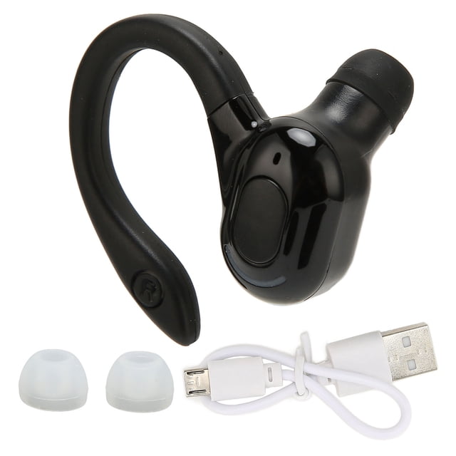 Auriculares Bluetooth estéreo IPX4 impermeable carga USB auricular inalámbrico de un solo oído para correr conducir negro