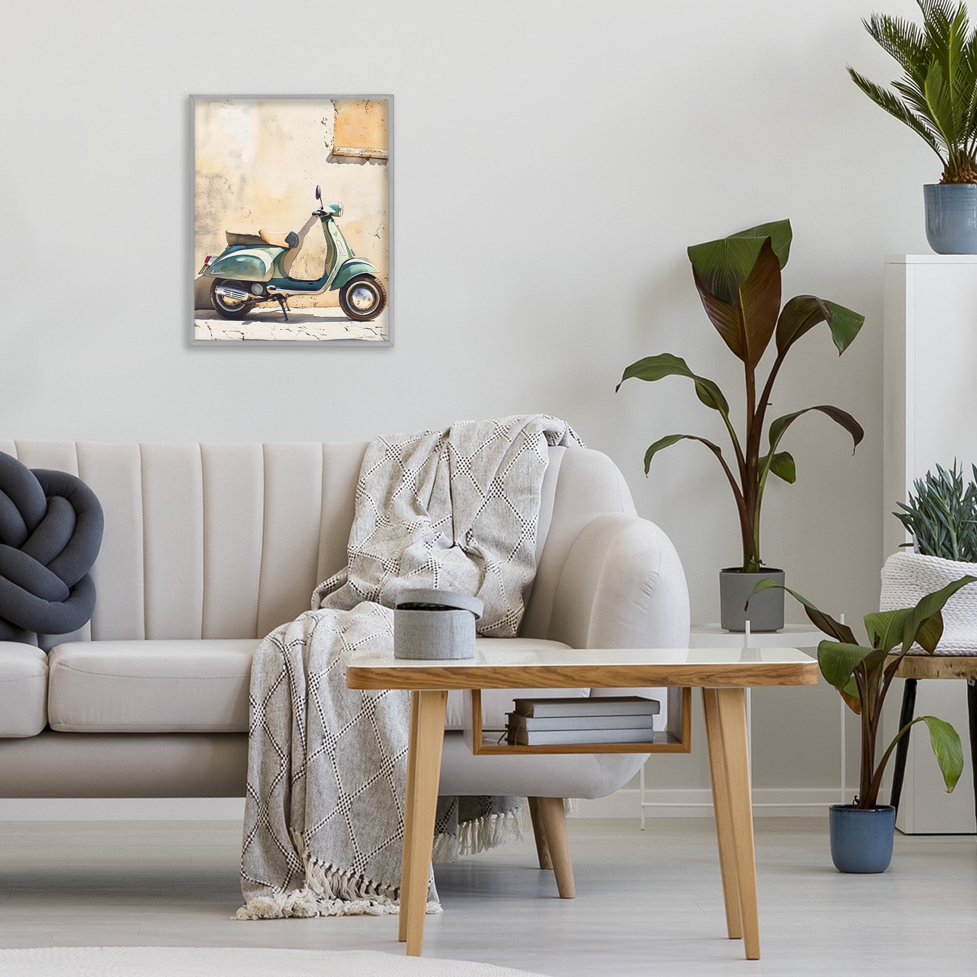 Stupell Industries Vintage Scooter on Italian Street Gray Framed Giclee Art, design by LSR Design Studio