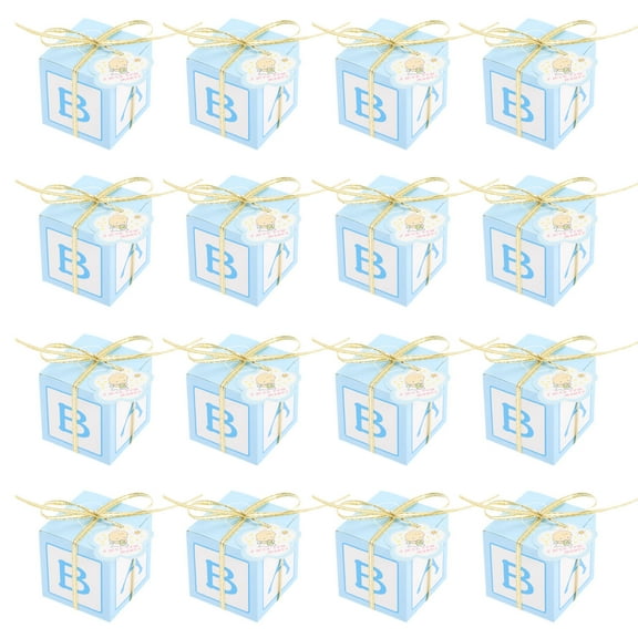 LULULION 25 Sets Baby Shower Party Boxes Blue Cardboard Hold Candies for Celebrations