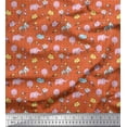 thumbnail image 1 of Soimoi Poly Georgette Fabric Cloud,Star & Cute Elephant Kids Printed Craft Fabric by The Yard 42 Inch Wide, 1 of 1