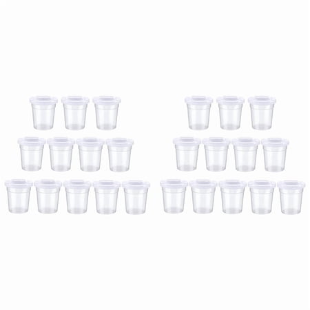 Rollbacks & More 24 Pack No Spill White Lid Paint Cups Proof Reusable with Lids for Kids School Classroom