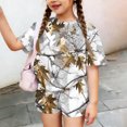 thumbnail image 5 of Grblisyd Outfits for Girls 10-12 Camo Maple Leaf Print Short Sleeve Crew Neck Tee Shirt and Loose Shorts Set Cute Summer Outfits, 5 of 6