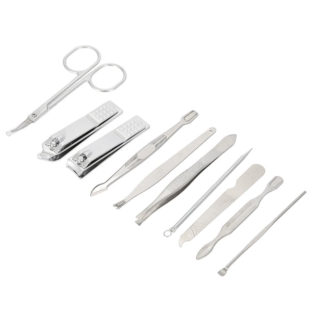 Juego De Cortaúñas De Acero Inoxidable, Kit De Pedicura, Lima De Uñas, Tijeras, Herramientas Para El Cuidado De Las Uñas, Kits De Aseo Profesionales Con Bolsa De Cuero,