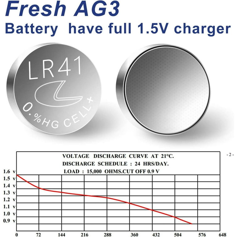 20 x AG3 LR41 Alkaline Button Cell Batteries 1.5V Mercury Free