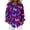 Purple, variant on Women's Carnival Shirt, Carnival Print Long Sleeve Top, Button Down Festival Blouse, Comfortable Stretch Fabric, for Party Casual Wear