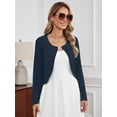 thumbnail image 6 of DEMOTIME Women's Cardigan Long Sleeve Open Front V Neck Cropped Bolero Shrug for Dresses Navy Blue L, 6 of 7
