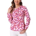 thumbnail image 1 of INSPIRE CHIC Women's Valentine's Day Ruffle Neck Long Sleeve Blouse Shirts XS Light Pink-Dots, 1 of 6