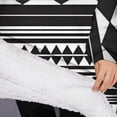 thumbnail image 3 of Oversized Wearable Blanket Hoodie,Black White Ethnic Pattern Sherpa Blanket Hoodie with Super Pockets,Super Warm Fuzzy Pullover for Women & Men, 3 of 6